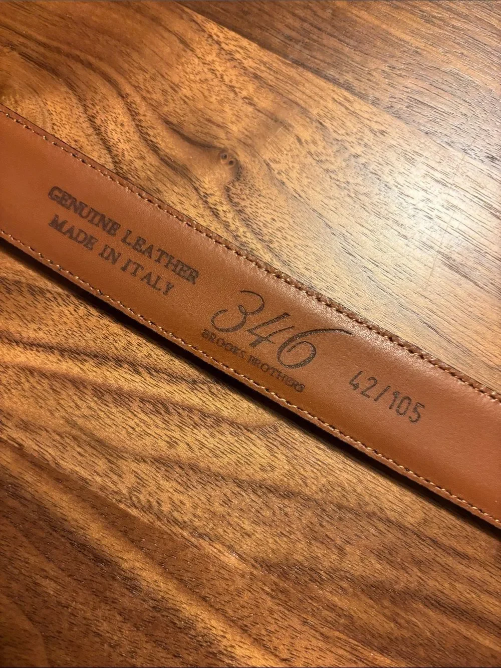 Brooks Brothers Silver Buckle Black Leather Dress Belt - 42
